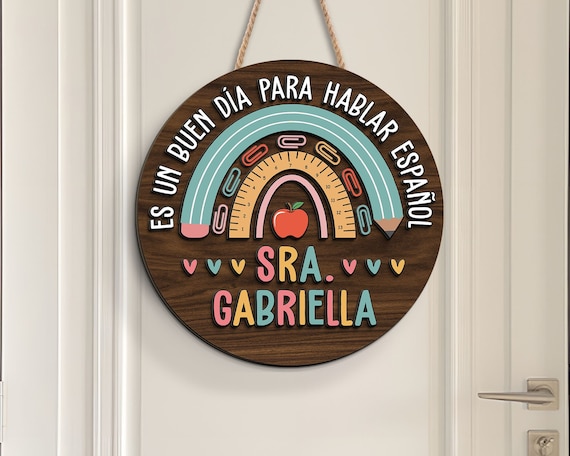 Personalized Spanish Teacher Door Hanger, Back to School Gift