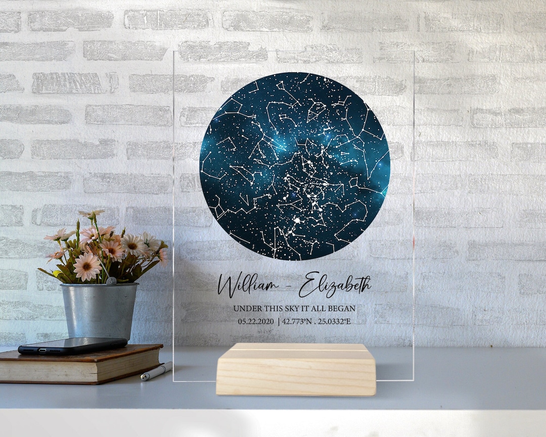 Personalized Star Map Plaque, Custom Couple Acrylic Plaque, Anniversary ...