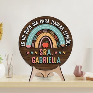 Personalized Spanish Teacher Door Hanger, Back to School Gift image 6