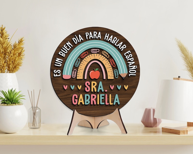 Personalized Spanish Teacher Door Hanger, Back to School Gift image 6