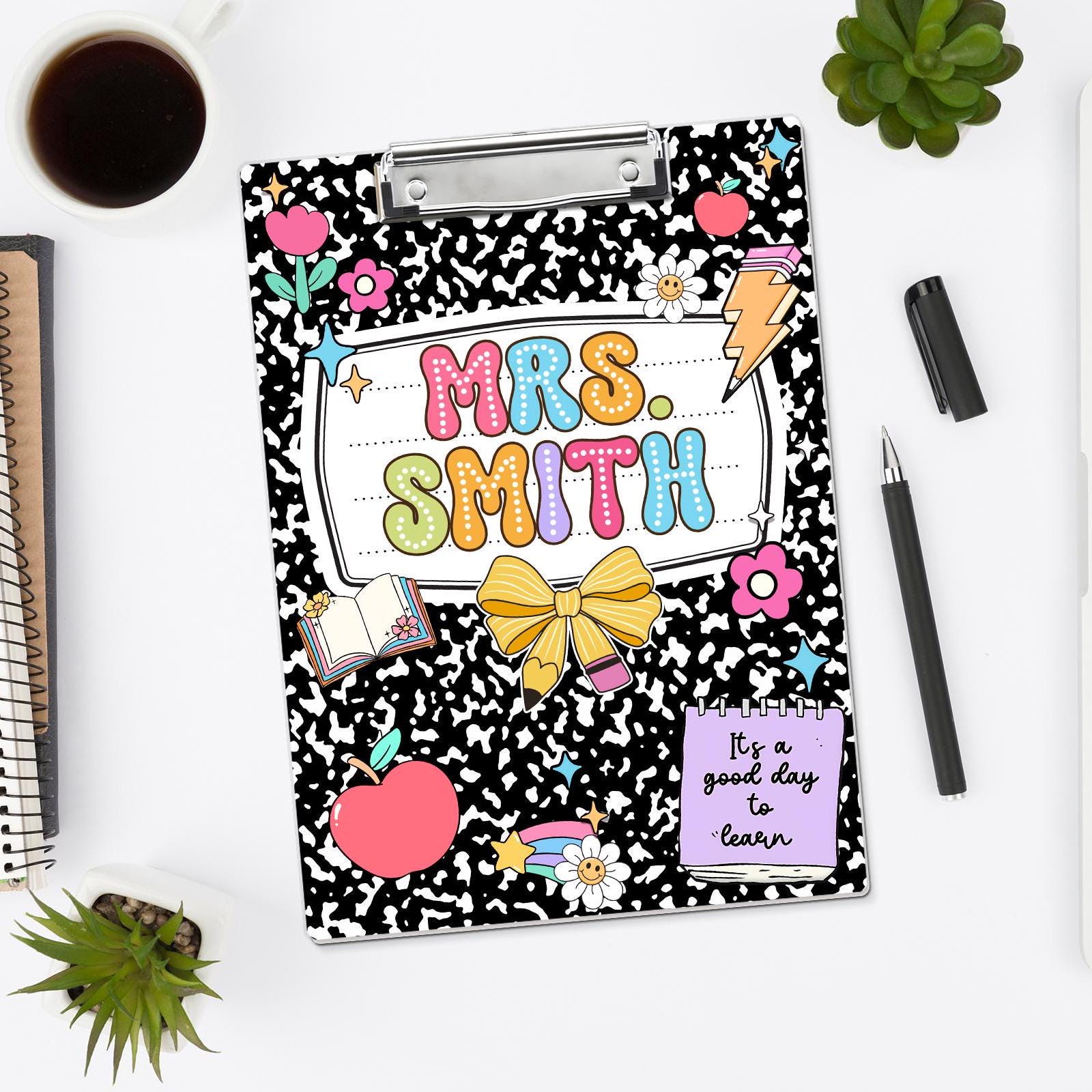 Custom Teacher Clipboard Composition Book With Name, Personalized Teacher Gifts, Teacher Appreciation, Back To School Gift, End of Year Gift