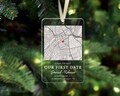 Personalized Map Our First Date Ornament, Custom Couple Ornament, Anniversary Gift, Christmas Gift, Xmas Couple Gifts, Christmas Tree Decor