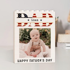 Personalised Daddy and Me Building Brick Photo Block, Gift for Dad, Building Block, Puzzle Grandad, Grandpa Birthday Gift, Father&#39;s Day Gift