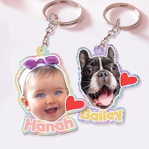 Personalized Photo Keychain, Gift for Mom, Dad Birthday Gift, Custom Photo Keyring, Dog Dad Gift, Mother&#39;s Day Gift Idea, Father&#39;s Day Gift