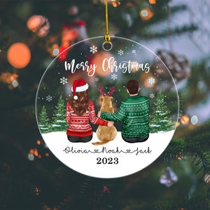 Personalized Couple Christmas Ornament, Couple With Pet Ornament, Dog ...