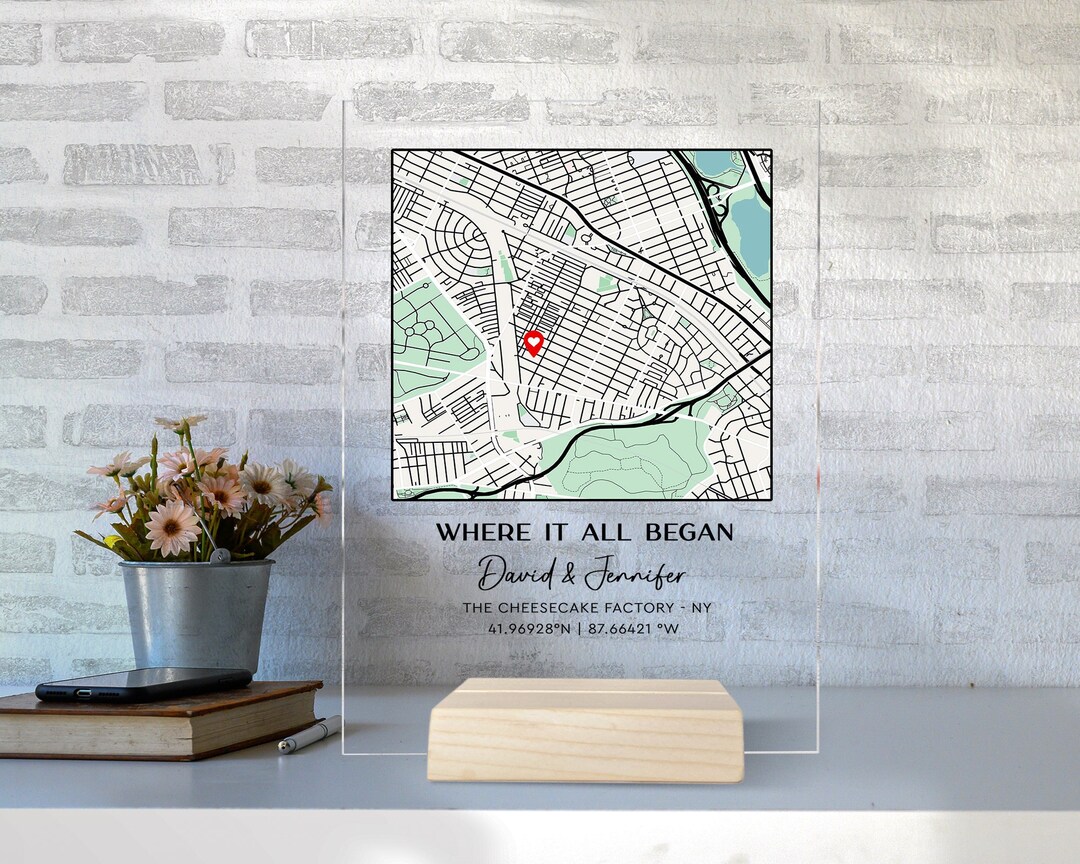 Personalized Couple Map Acrylic Plaque, Custom Acrylic Plaque, Anniversary Gift, Valentine's Day ...