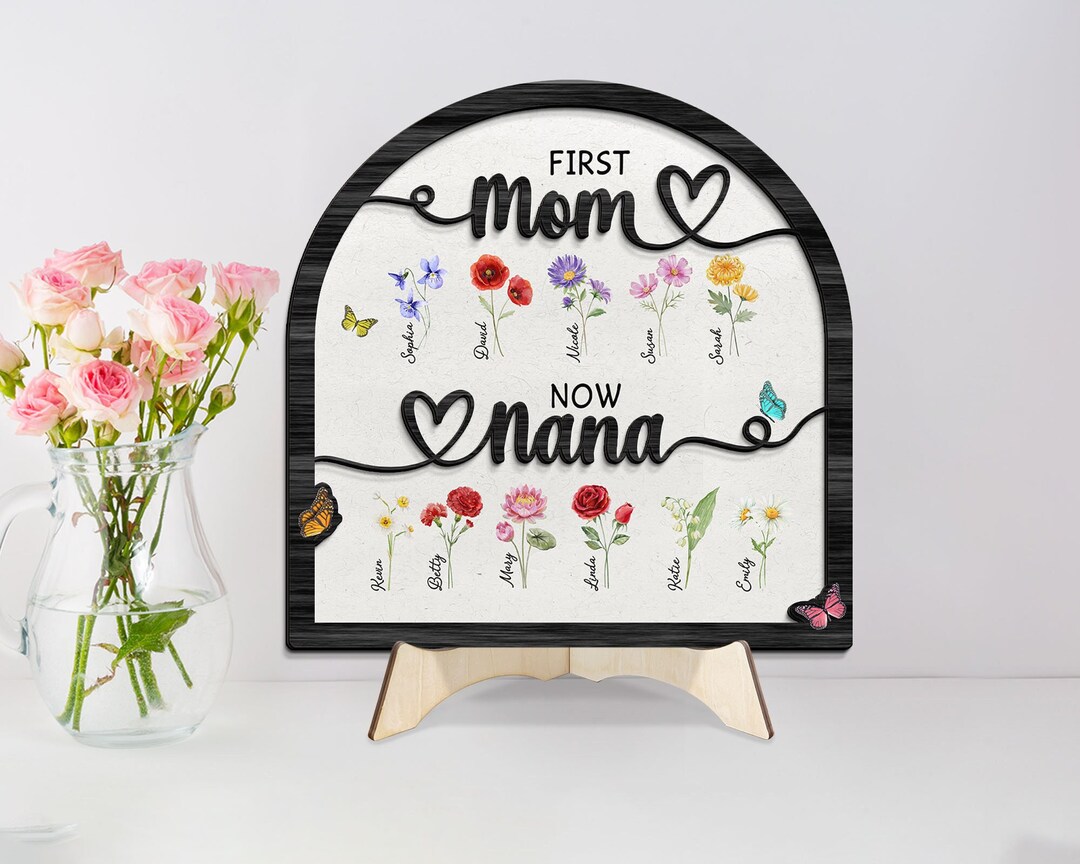 First Mom Now Nana Sign, Personalized Grandma Gift, Mothers Day Gift ...