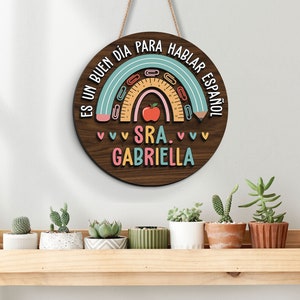 Personalized Spanish Teacher Door Hanger, Back to School Gift image 7