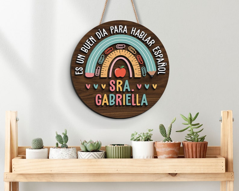 Personalized Spanish Teacher Door Hanger, Back to School Gift image 7