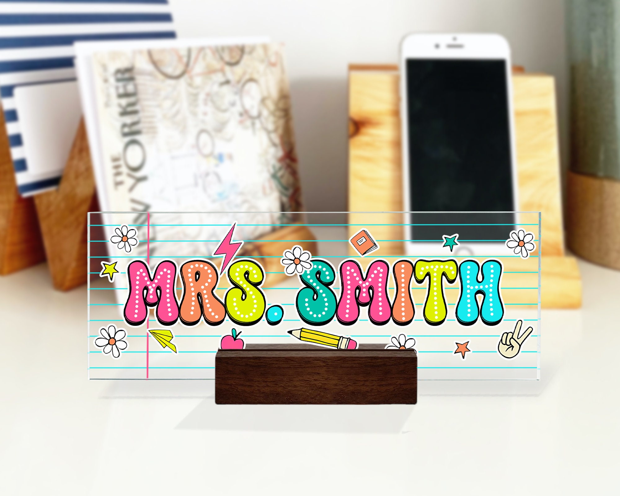 Back to School Gift, Teacher Desk Sign, Custom Teacher Desk Name Plate, Gift for Teacher, First Day of School Gift, Office Desk Decorations
