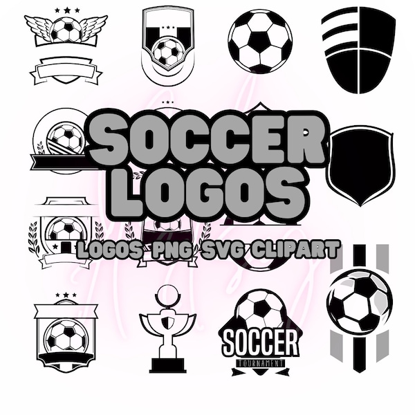 Custom Soccer Logo Badge Clipart Bundle - SVG PNG PDF | Digital Files | Transparent Background | Printable | Cricut | Instant Download