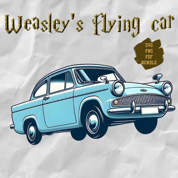 Weasley's Flying Car  SVG PNG PDF Bundle | Digital File | Transparent Background | Printable | Cricut | Clipart | Sticker | Instant Download