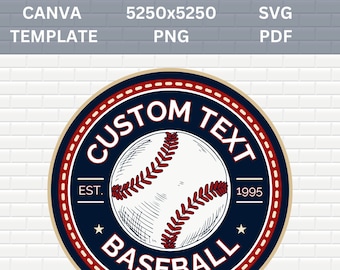 Custom Baseball Logo | Editable |  Baseball League | Custom Personalize | Team Name | Jersey | Softball | SVG, PDF, PNG, Canva Template