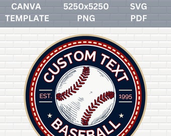 Custom Baseball Logo | Editable |  Baseball League | Custom Personalize | Team Name | Jersey | Softball | SVG, PDF, PNG, Canva Template