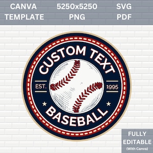 Custom Baseball Logo | Editable |  Baseball League | Custom Personalize | Team Name | Jersey | Softball | SVG, PDF, PNG, Canva Template