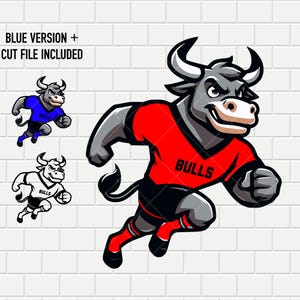 Bulls | Bull Logo | Sports Mascot | Cut file | Vector | Sports logo | School Spirit | SVG PNG PDF Bundle | Digital Download | Clipart