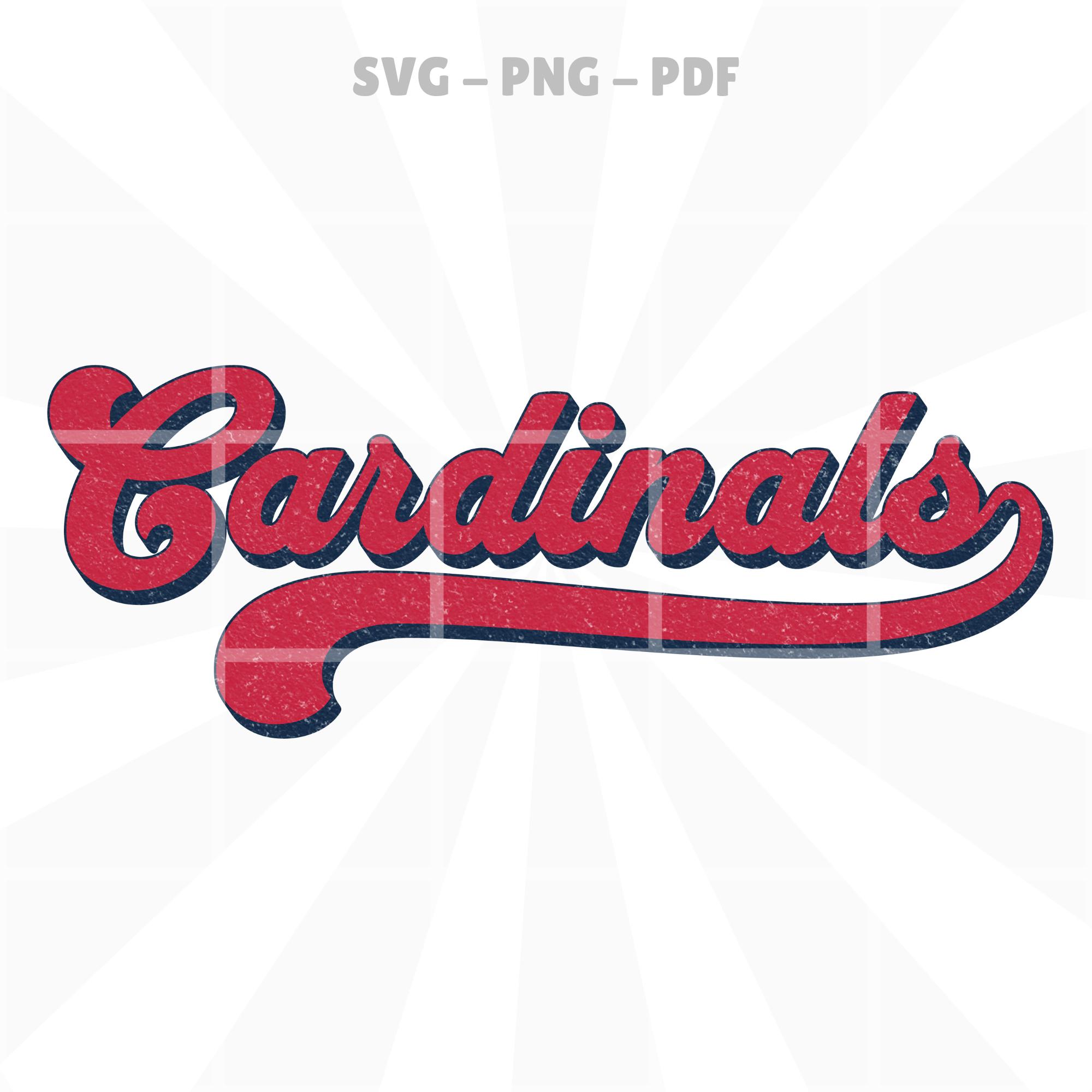Vintage Cardinals Script Text Logo â Retro Mascot Wordmark SVG PNG PDF for School Pride, Spirit Wear and Team Apparel