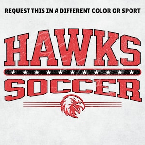 Vintage logo de football des Hawks SVG PNG PDF - Conception de mascotte rouge en détresse et propre 300 ppp pour les équipes sportives, chemises, décalcomanies, sublimation