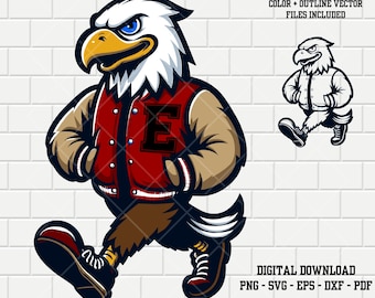 Eagle Mascot | Red Eagles Varsity Sports Mascot | Sports logo | School College | png svg eps dxf pdf color vector Digital File Download