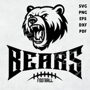 Bears Football Logo svg png eps dxf pdf | Fierce Mascot Design for Team Shirts, Game Day Spirit Wear, Banners | Digital Download