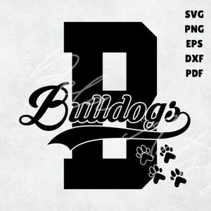 Logotipo da letra do time de futebol americano Bulldogs | svg png eps dxf pdf | Design de Swoosh "B" em negrito com pegadas para times escolares, uniformes esportivos e placas