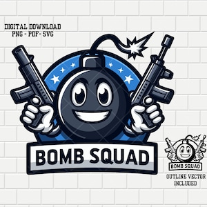 Bomb Squad Mascot Logo | Music Sports Army Game Meme | Logo | Sports Mascot  | SVG PNG PDF Bundle | Vector Digital File | Clipart