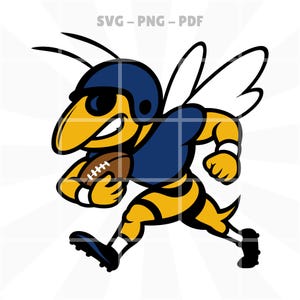 Hornet Yellow Jacket Football Mascot - svg png pdf – Wasp, Stinger, Swarm Team Spirit Design for Game Day Apparel & Signs