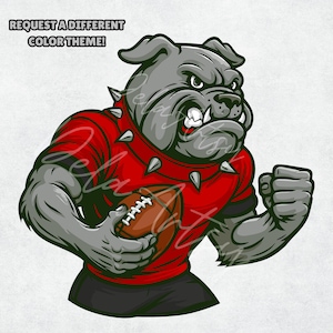 Bulldogs Football Mascot SVG PNG | Red Jersey Bulldog Team Logo | Fierce School Sports Clipart for Sublimation Shirts & Cricut