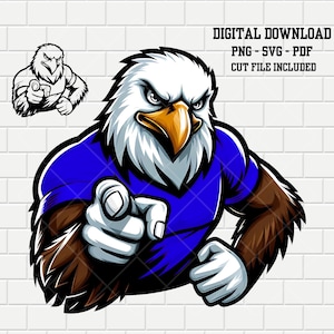 Adler-Maskottchen | Blau | Adler | Vektor | Sport-Logo | Maskottchen Schule | College Sport SVG PNG PDF Bundle | Digital Schnitt Datei | Clipart |