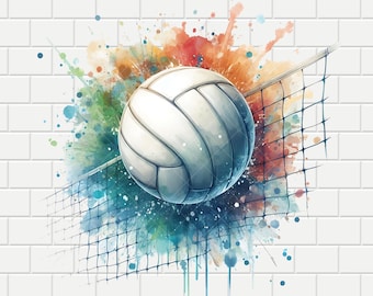 Volleyball Splash | Watercolor | Digital Design PNG PDF | Sublimation | Transparent Background | HQ 300dpi | Instant Download