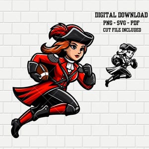 Cavaliers Female Football Mascot | Cavalier | Vector | Womens Sports logo | School Mascot | SVG PNG PDF Bundle | Digital Cut File | Clipart