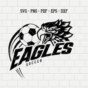 Fútbol de las Águilas SVG / Fútbol de las Águilas SVG / Logotipo de las Águilas SVG / Equipo universitario SVG / Mascota del águila SVG / Colegio PNG PDF EPS DXF / Espíritu escolar