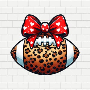 赤いフットボール ボウ コケット | ヒョウ デジタル デザイン PNG | フットボールの試合の日 | 昇華 | 透明な背景 | HQ 300dpi | ダウンロード