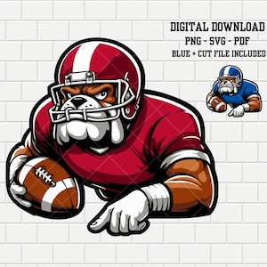 Bulldogs Football Mascot | Bulldog | Vector | Red- Blue Sports logo | School College Mascot | SVG PNG PDF | Digital Cut File | Clipart