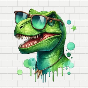 T-Rex Dude | Watercolor Dino | Digital Splash Design PNG PDF | Sublimation | Transparent Background | HQ 300dpi | Instant Download