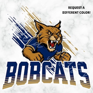 Bobcats Mascot Logo SVG PNG Bundle in Blue Gold | Fierce Sports Team & School Spirit Animal Clipart | Design for Shirts, Banners, Tumblers