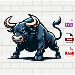 Strong Bull | Sports Mascot | Vector | College Mascot | Sports logo | School | SVG PNG PDF Digital Files | Clipart | Instant Download