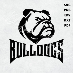 Logotipo de mascota de bulldogs feroces / Diseño vectorial de bulldog agresivo (svg, png, eps, dxf, pdf) para equipos deportivos, escuelas, ropa y calcomanías.