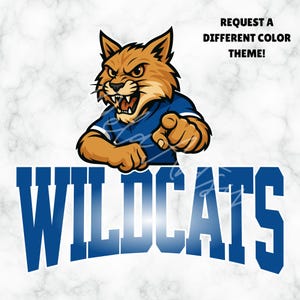 Wildcats Mascot Logo SVG PNG | Blue Wildcat School Logo Clipart | Sports Team Spirit Graphic for Shirts, Decals, Sublimation | Digital File