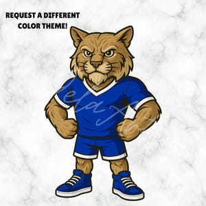 Wildcats Mascot SVG PNG PDF | Blue & White School Spirit Logo | Fierce Team Clipart for Shirts, Posters, Stickers, Boosters Merch