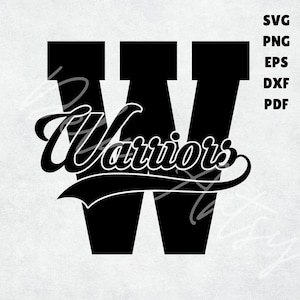 Logotipo da letra do time principal do Warriors | svg png eps dxf pdf | Design de mascote "W" em negrito para times escolares, camisas, placas e uniformes esportivos