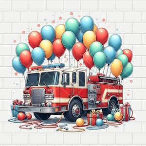 Fire Truck Birthday | Firetruck Party | Party | Digital Design 300DPI PNG | Sublimation | Transparent Background | Instant Download