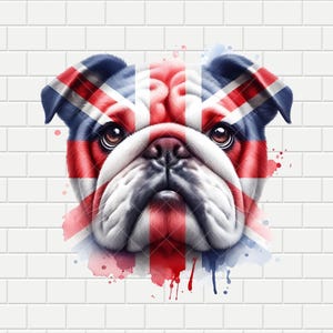 Bouledogue britannique | Drapeau britannique | Aquarelle | Conception numérique PNG PDF | Sublimation | Fond transparent | QG 300 dpi | Téléchargement instantané