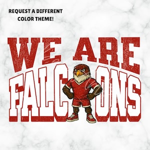 Vintage We Are FALCONS Logo SVG PNG pdf | Rot Weiß Maskottchen Logo | Reinigen & Distressed Styles | School Spirit Grafik für Shirts, Merch