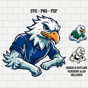 Eagles Sports Mascot | Navy Blue Green Eagle Logo | Vector | Sports Mascot Logo | College School | SVG PNG PDF | Digital File | Clipart |