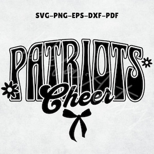 Patriots Cheer Logo SVG for Shirts | svg png eps dxf pdf | Retro Flower & Bow Mascot Design for Cheerleading Spirit Wear, Team Merch