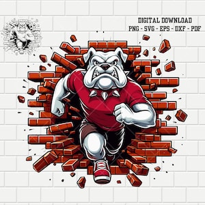 Mascota Bulldog Smash / Mascota Bulldogs / Logotipo deportivo rojo / Escuela Universidad / Descarga de archivo digital png, scif, eps, dxf, pdf y vector