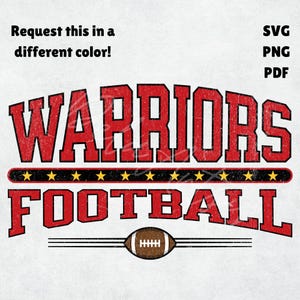 Vintage Warriors Football Logo SVG PNG PDF – Red Distressed & Clean 300DPI Mascot Design for Sports Teams, Shirts, Decals, Sublimation