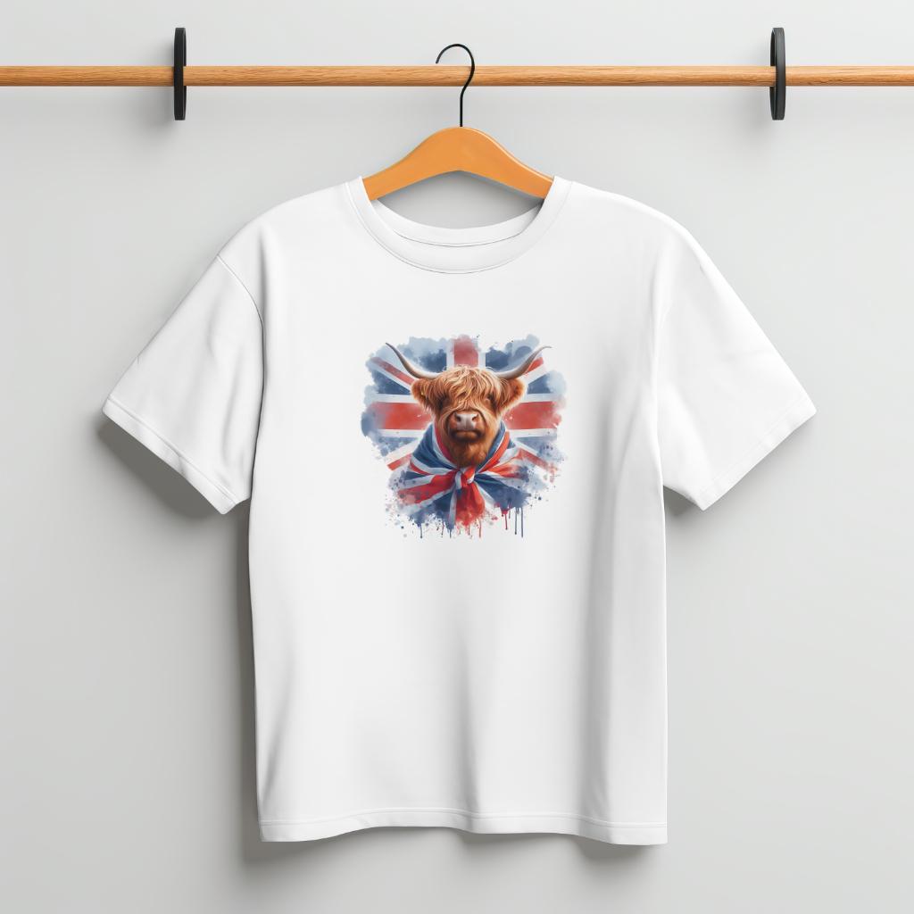 Highland Cow PNG: British Flag Watercolor, Transparent Background ...