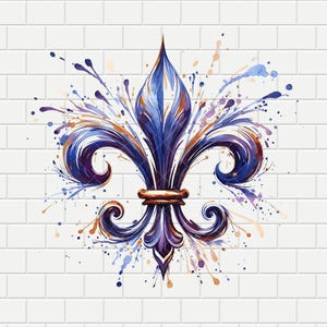 Fleur de lys | Splash de peinture aquarelle | Conception numérique PNG PDF | Lys | Sublimation | Fond transparent | QG 300 dpi | Téléchargement instantané